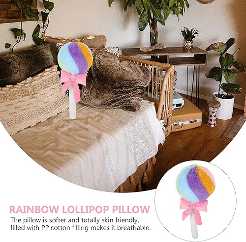 Miniatura 6 de LUOZZY Almohada de felpa con forma de piruleta de caramelo falso, cojín lindo para sofá, dormitorio, sala de estar