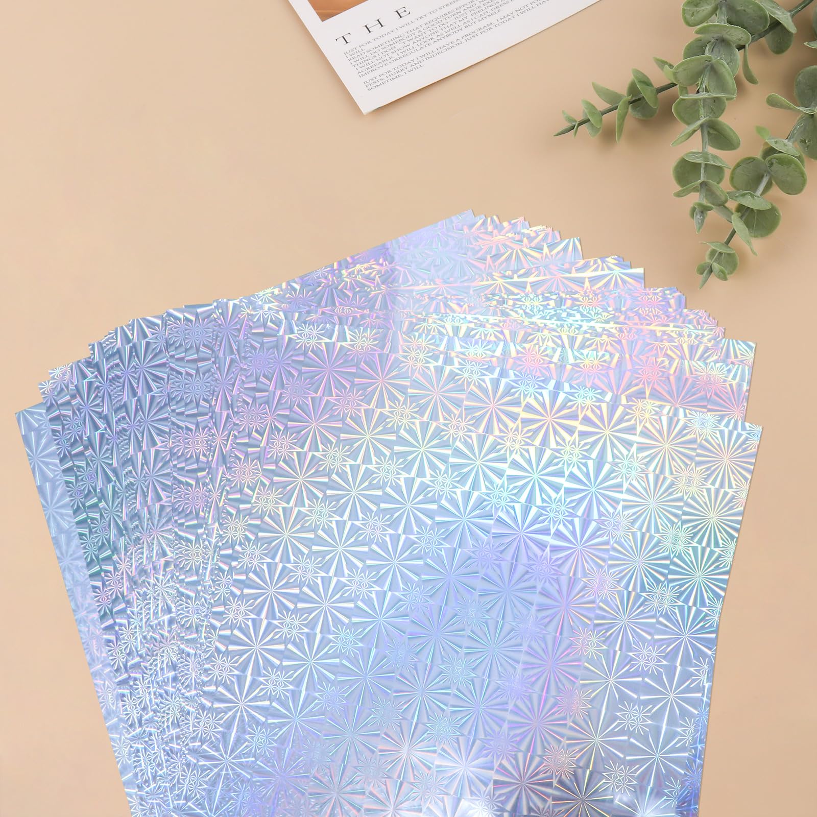 Briartw 20x29cm Hot Foil Paper 50 Sheets Pack Toner Reactive Foil Hot Stamping Foil Paper by Laser Printer and Laminator for Scrapbooking Craft Cardmaking DIY Album (Silver Snowflake