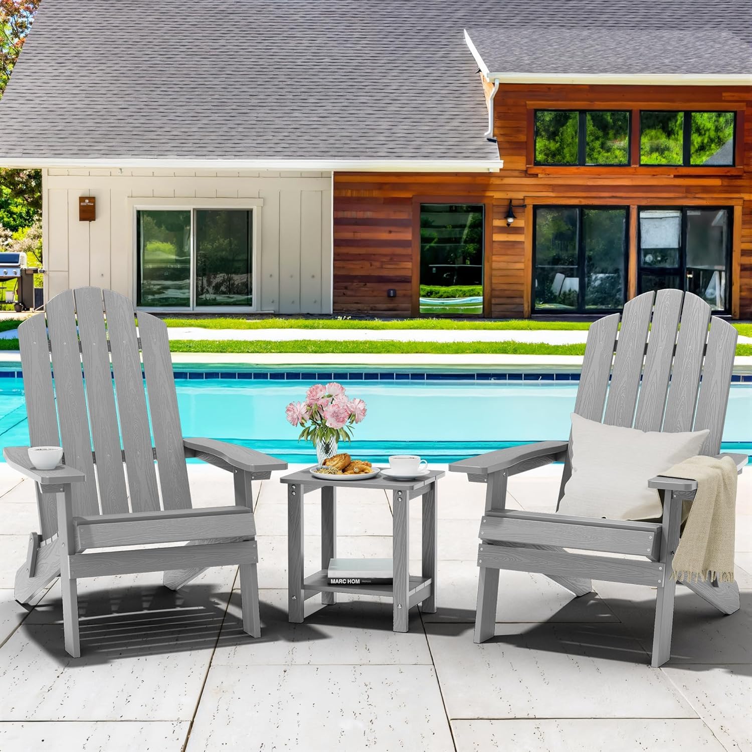 Adirondack Stuhl Klappbar für Outdoor Garten: Adirondack Chair Kunststoff HIPS Allwetter - Adirondack Gartensessel Wetterfest Ergonomisch Relaxsessel für Balkon/Feuerstelle/Beach - Einfache Montage