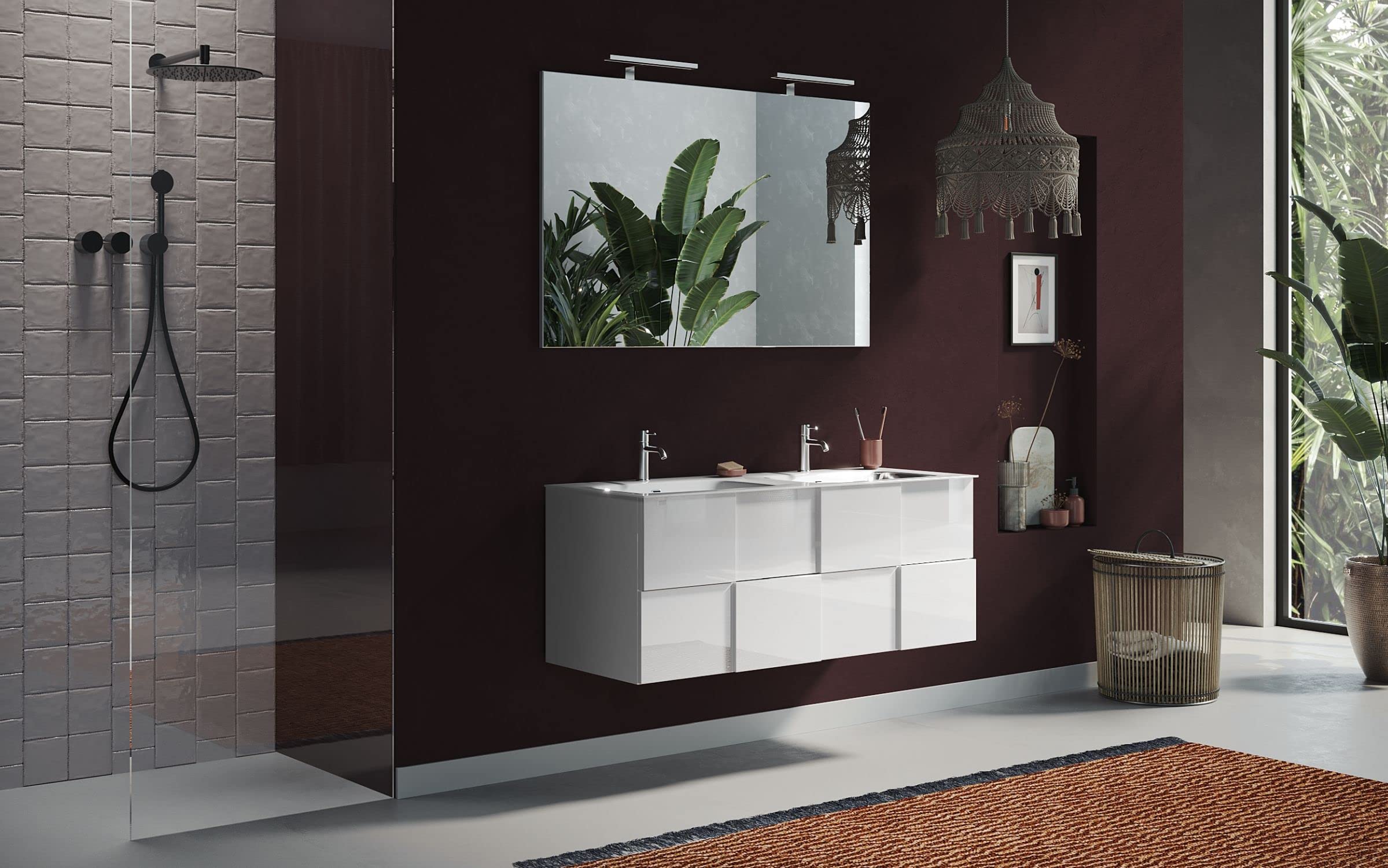 Web Convenienza Specchio Bagno con Luce LED - Specchiera Rettangolare + LED - Specchio da Parete (120 cm)