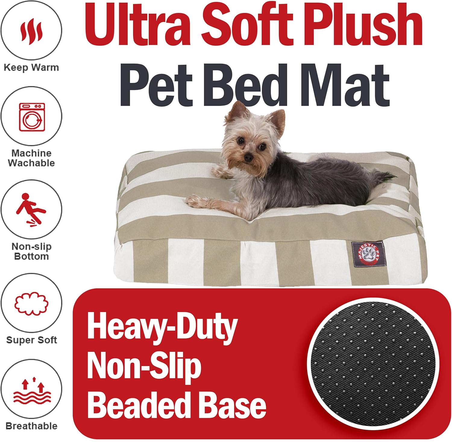 Majestic Pet Rectangle Small Dog Bed Washable – Non Slip Comfy Pet Bed – Dog Crate Bed with Removable Washable Cover – Dog Kennel Bed for Sleeping - Dog Bed Small Breed 27x20x4 Inch – Sand Beige