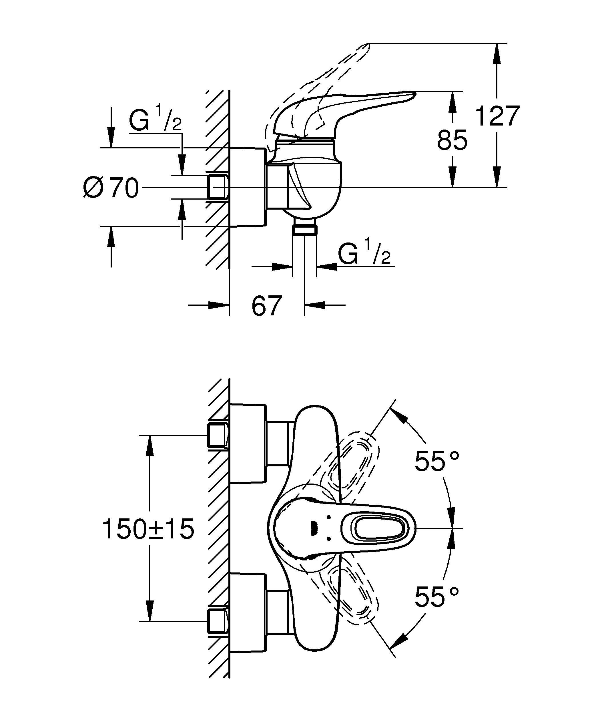 GROHE Jednouchwytowa bateria prysznicowa Eurostyle, 1 szt., kolor księżycowy, 33590LS3