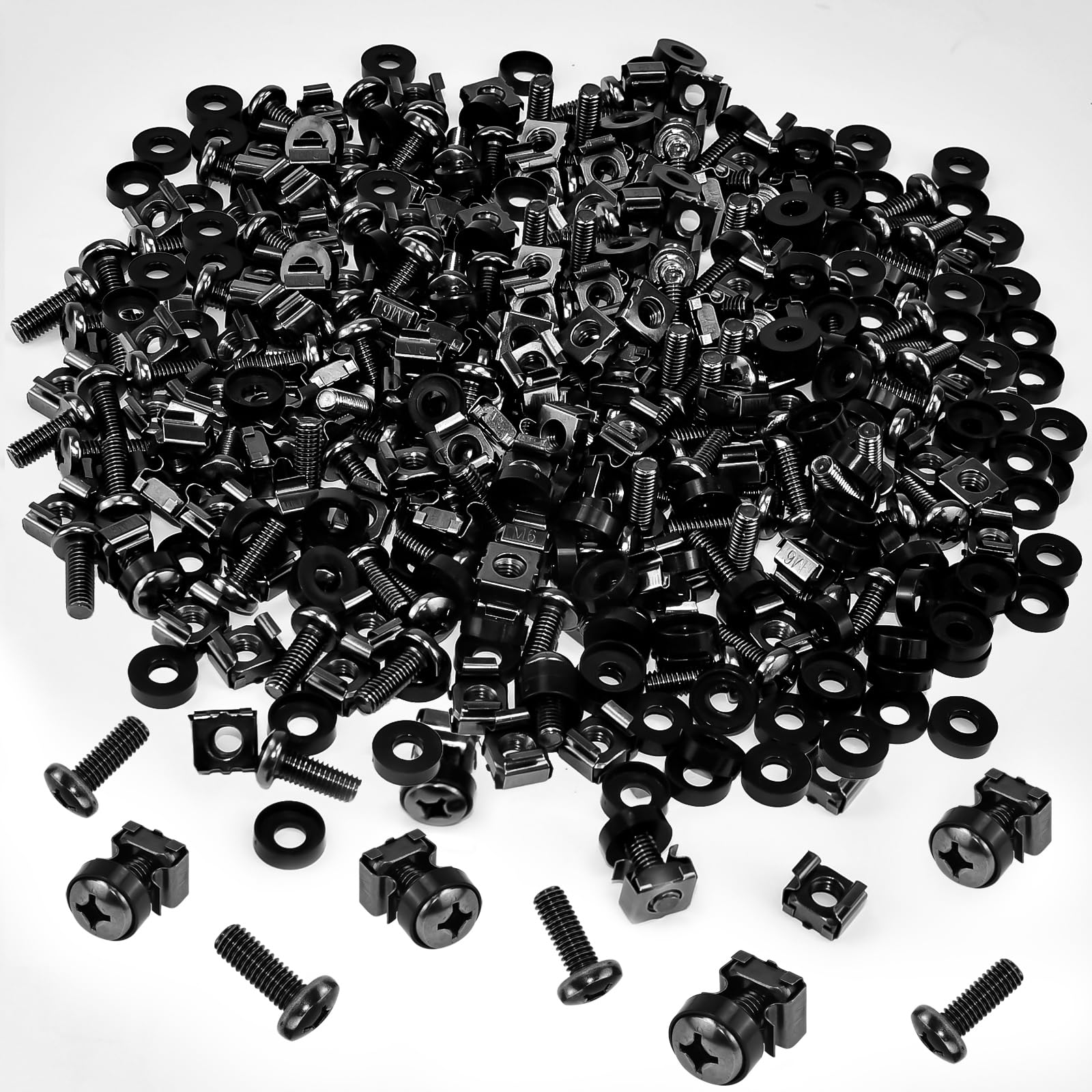 LANSKYLAN 100 Pezzi Set di Viti con Gabbia M6*16 Viti a Rack per Armadietto di Rete Dadi Ingabbiati in Acciaio al Carbonio Dado per Installazione su Rack per Armadi di Rete Scaffale Armadi di Server