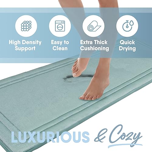 Miniatura 4 de MICRODRY Tapetes de baño enmarcados de secado rápido para baño, alfombras de baño de espuma viscoelástica con base antideslizante GripTex, tapete de