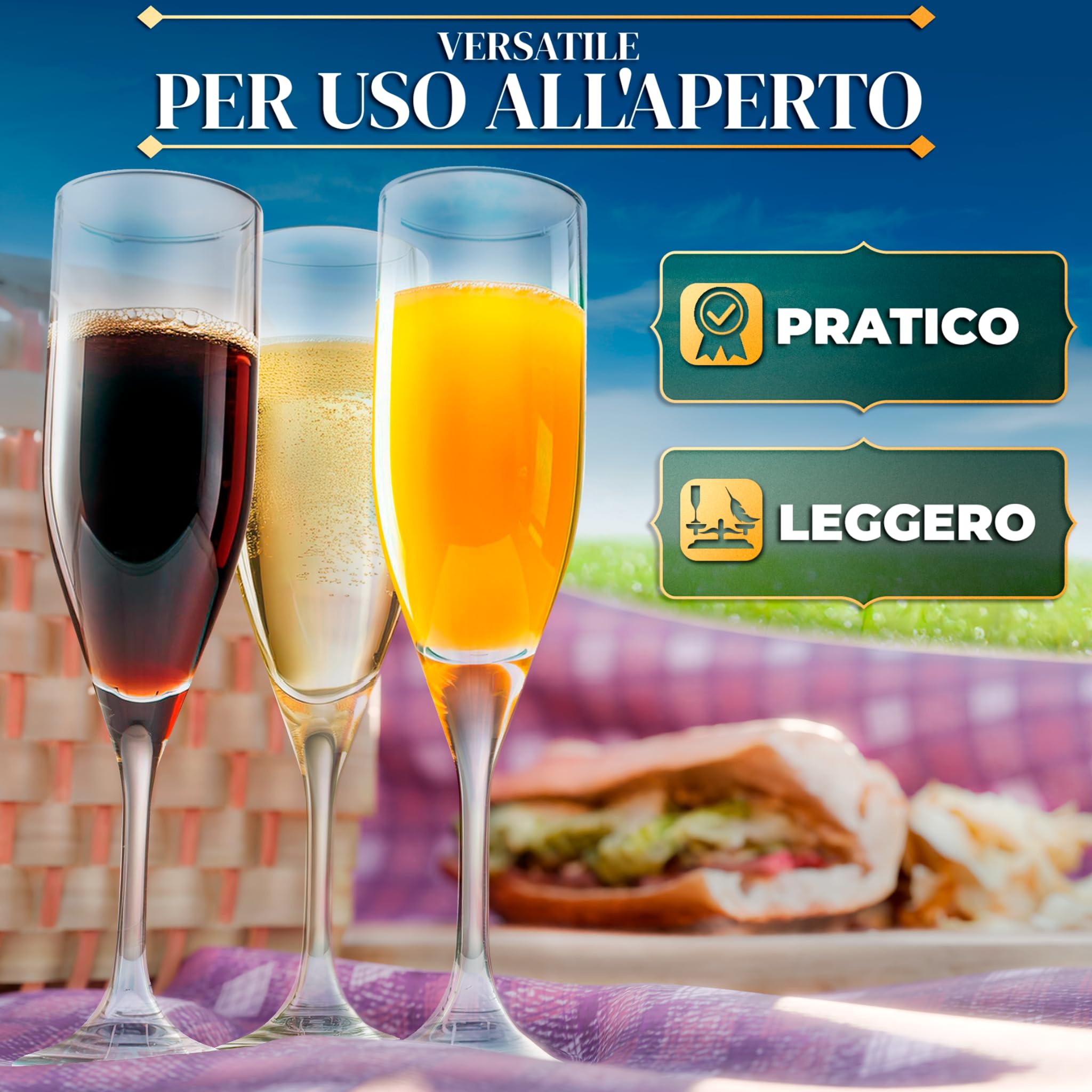 ActivoTex Calici Plastica Spumante per Matrimoni. Confezione da 12 Pezzi Transparente Bicchieri Flute Plastica Ultra Resistente Rigida Lavabili Vino Champagne Cava Versatili, Durevoli e Sicuri