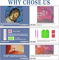 Vista 5 de JesMolla Kit de pintura de diamante redondo completo 5D por números para adultos, kits de pintura de diamantes redondos de taladro completo, kit