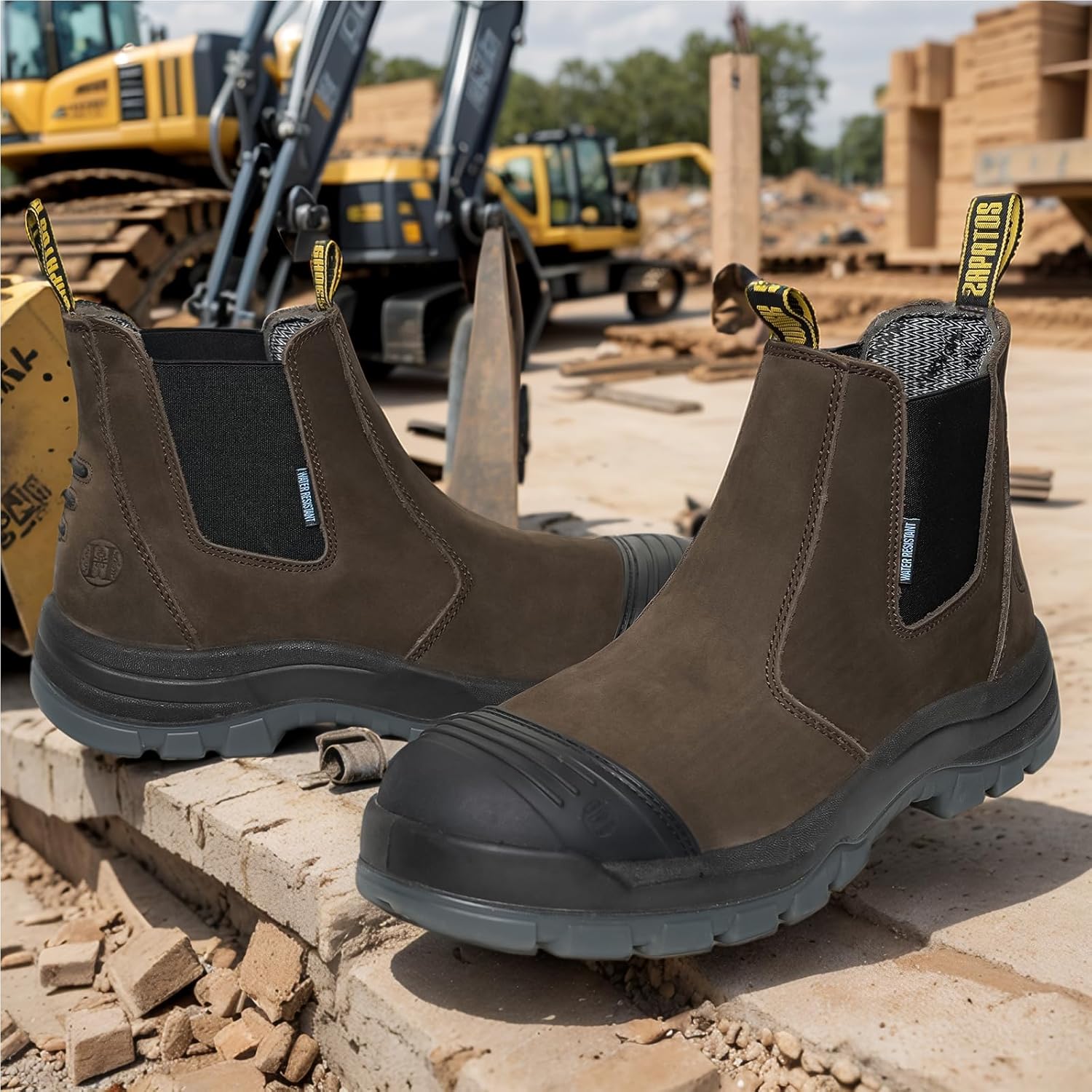 Men's Slip on Soft Toe Slip Resistant Waterproof Puncture-proof Work Boots, COF802D, 11 - Image 3