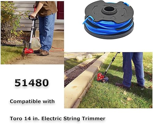 Miniatura 2 de 88512 - Bobina de repuesto de 0.065 pulgadas y 30 pies de doble recortadora compatible con Toro de 14 pulgadas, recortadora eléctrica de cuerda