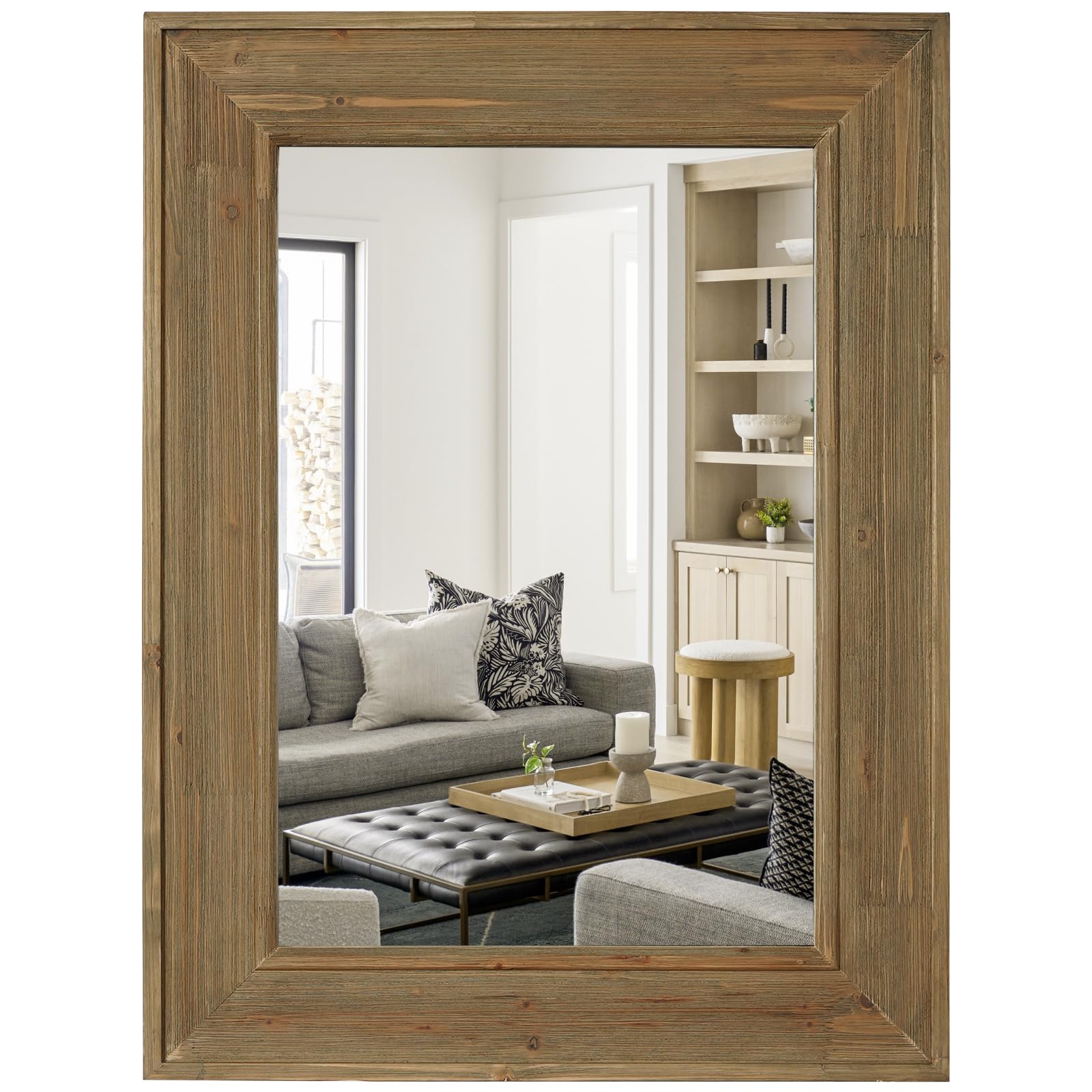 Amazon.com: WallBeyond Rustic Wood Framed Mirror, 24