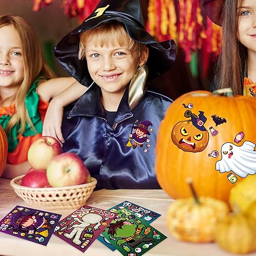 Miniatura 6 de Calcomanías de Halloween para niños, haz tus propios paquetes de calcomanías de Halloween, rellenos de bolsas de golosinas de Halloween, calcomanías