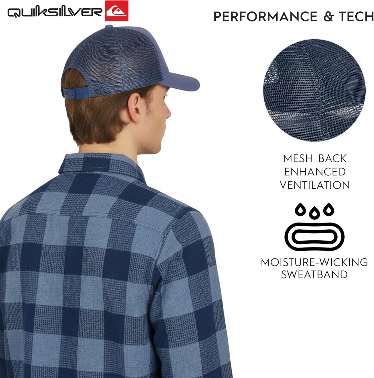 Quiksilver Men's Premium Cotton Adjustable Snap Back Logo Baseball Cap - Image 5