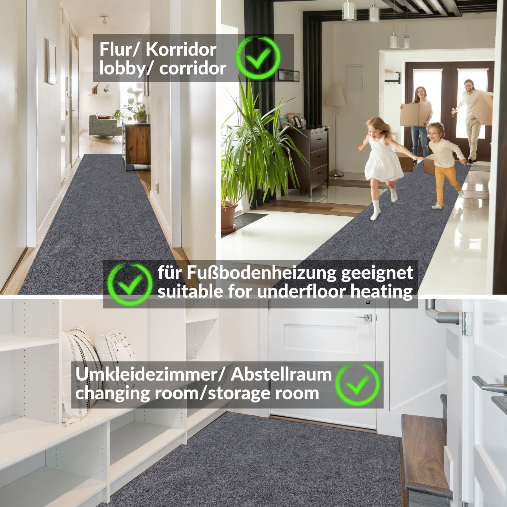 ANRO Tapis attrape-saleté - Tapis de couloir - Anthracite - 300 x 100 cm