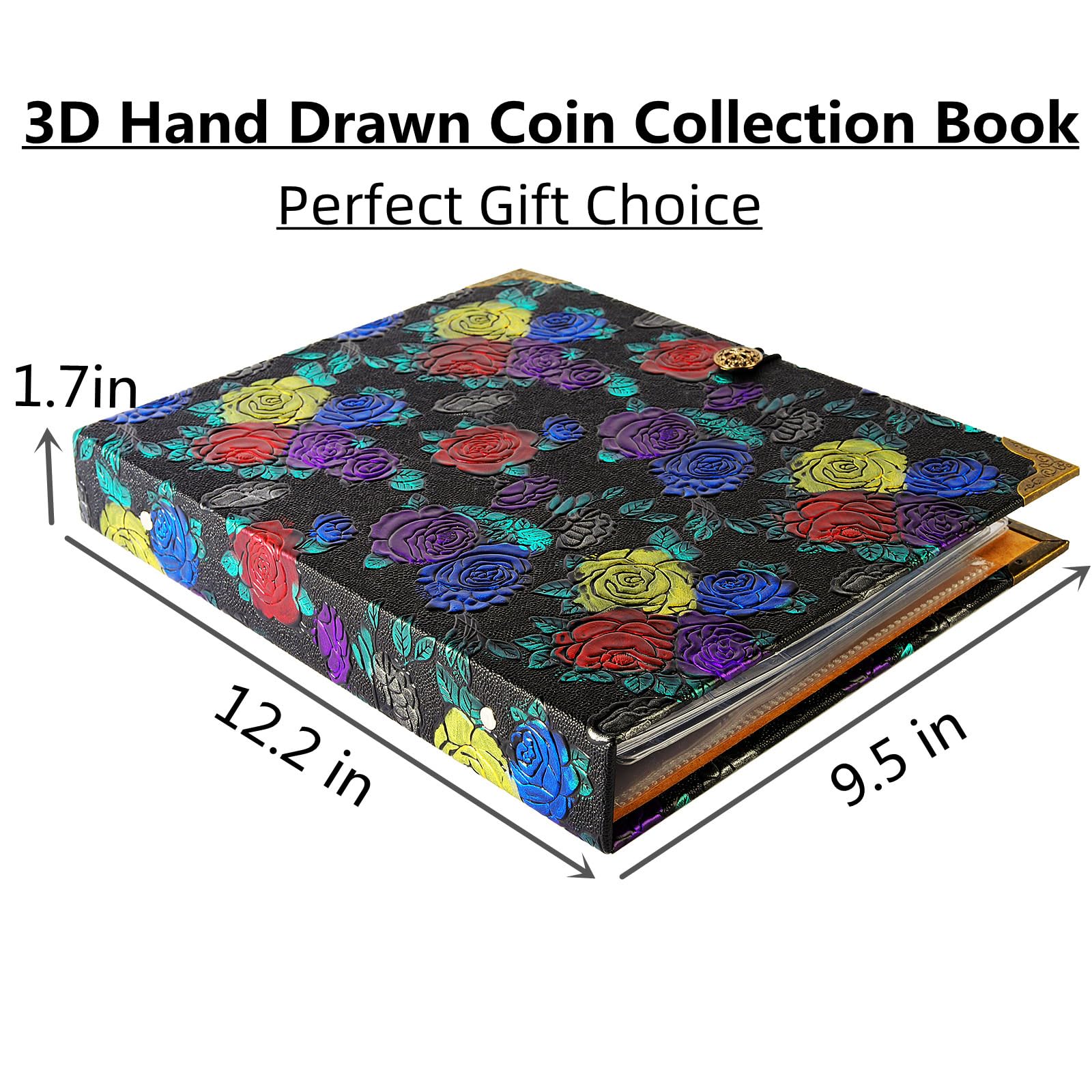 Coin Collection Book Holders for Collectors Coin Collection Supplies,386 Pockets Coin Collectin Books for Coin Display Storage & 15 Dollar Bill Sleeves Currency Album,Coin Collection Album Case Binder - Image 2
