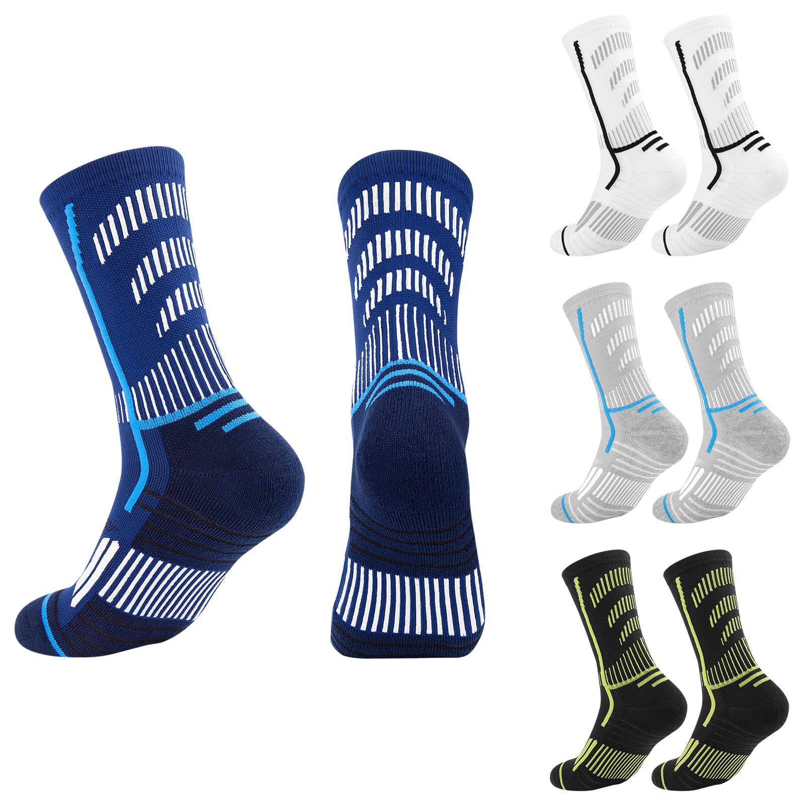 Kotashion 4 Paar Herren Fußball Socken Football Socks mit Anti-Rutsch Grip – rutschfeste Sportsocken für Basketball Tennis Yoga Pilates 43-46，Mit/Nein Anti-Rutsch-Noppen