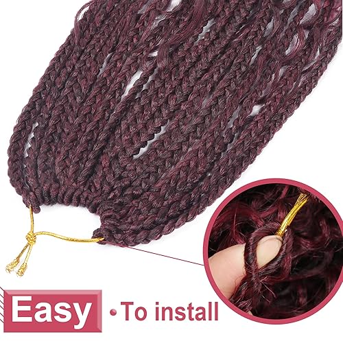 Miniatura 9 de Goddess Box - Trenzas de pelo a ganchillo con extremos rizados, trenzas de caja bohemia, paquete de 8 paquetes, 3 extensiones de cabello sintético