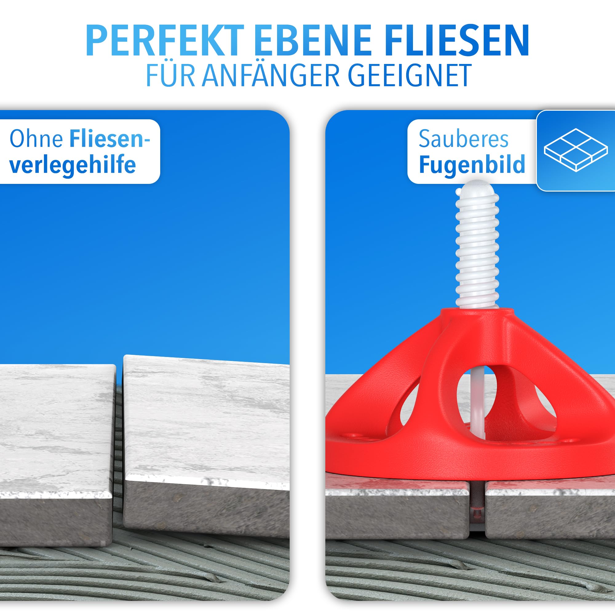 LAINFELD System poziomowania płytek, szerokość fugi 2 mm, podkładka dystansowa do układania płytek, pomoc w układaniu płytek, narzędzie do układania płytek, krzyż do płytek, 2 mm