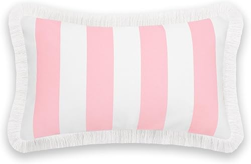 Miniatura 6 de Hofdeco Premium Funda de almohada otoñal para patio interior y exterior, 20 x 20 pulgadas, repelente al agua para patio trasero, sofá, flecos de