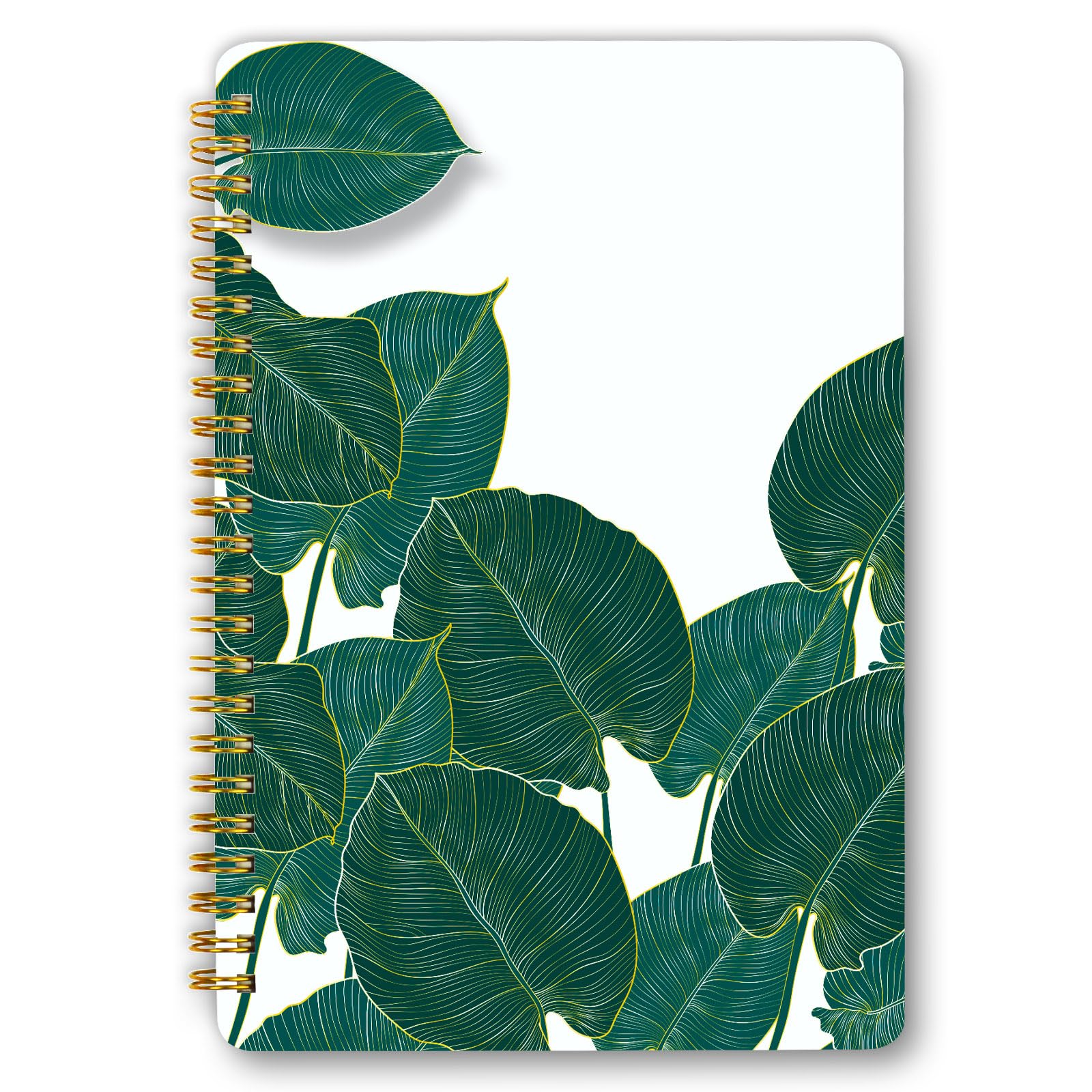 Mlife Cuaderno encuadernado en espiral A5 Bloc de notas 160 páginas, papel 100 g/m² Collegeblock Tapa dura con cierre elástico Correa y bolsillo plegable（Hojas verdes）