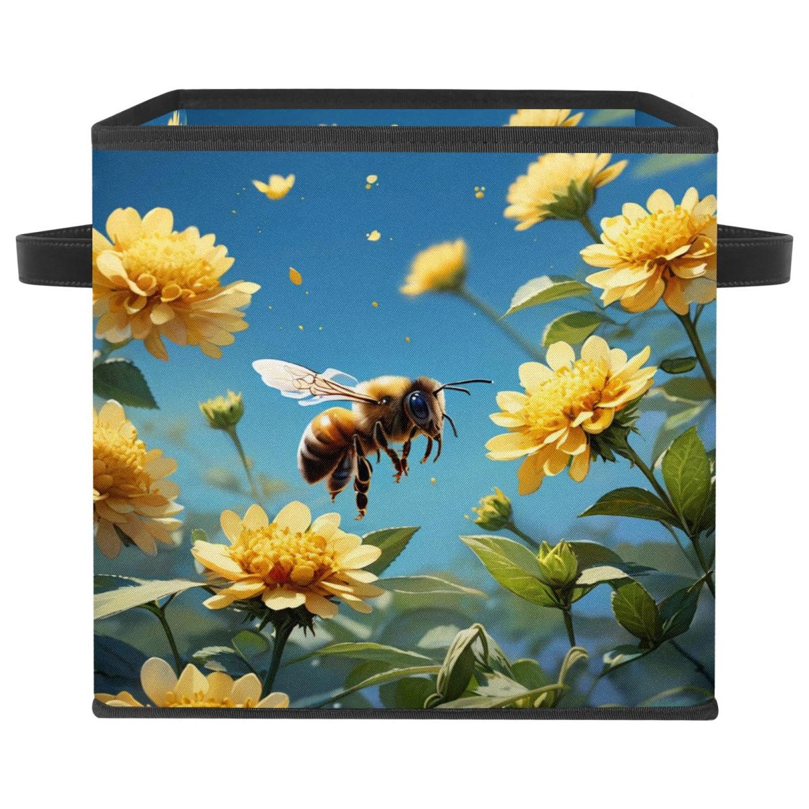 Boîte de rangement pliable pour chambre enfant panier abeille et fleur durable