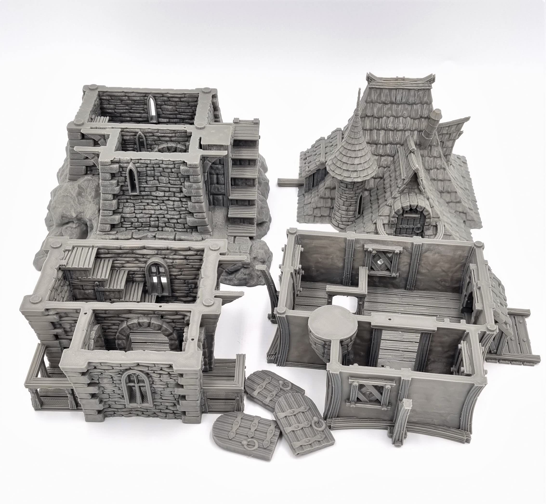 QP3D - Archmage's Manor Tower House, paesaggio fantasy per tavolo e giochi di ruolo, miniature da 28-32 mm, oggetti di scena per giochi di guerra, DnD D&D, stampati e verniciabili in 3D