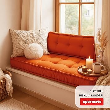 XPERMATE Biscuit Cushion Honeycomb Front Pallet Top Cushion French Cushion Bench and Garden Cushion 60X120x14 cm (COFFEE)