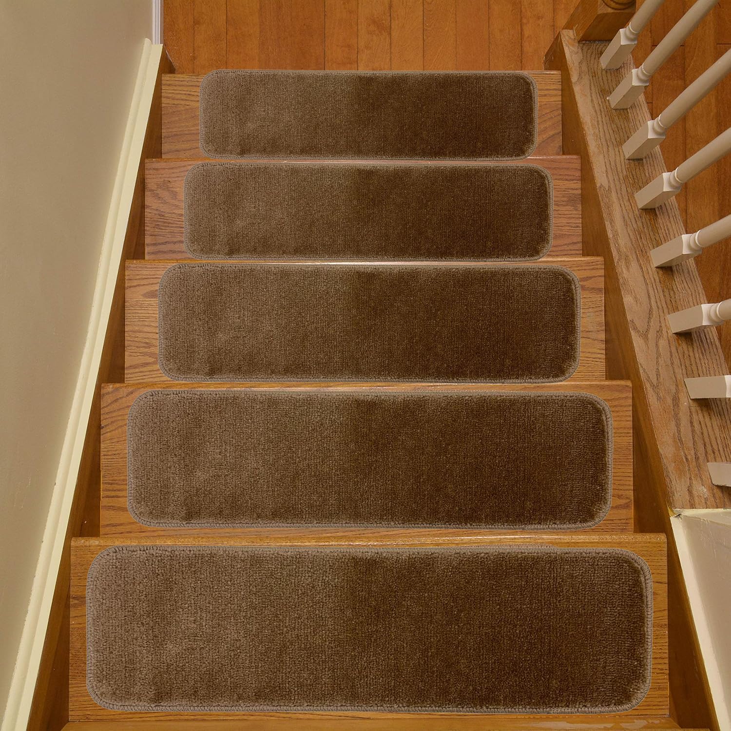 Comfy Collection Stair Tread Treads Indoor Skid Slip Resistant Carpet Stair Tread Treads Machine Washable 8 ½ inch x 30 inch (Set of 2, Beige)