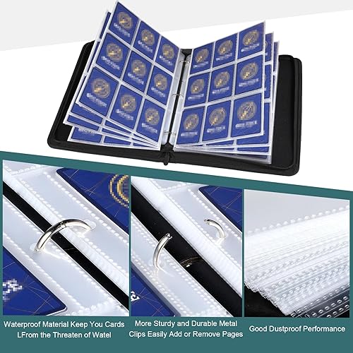 Miniatura 3 de Paquete de 3 carpetas de tarjetas intercambiables impermeables con 900 bolsillos, álbum comercial, carpeta de colección de tarjetas con cremallera,