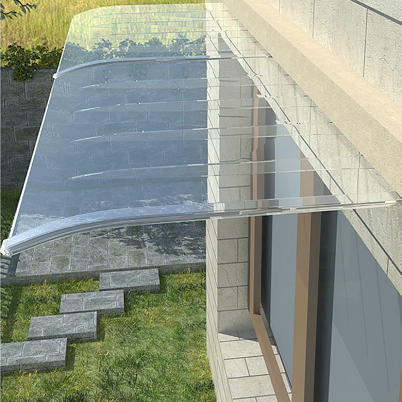 Auvent de porte transparent en polycarbonate pour fenêtres et porches d'entrée