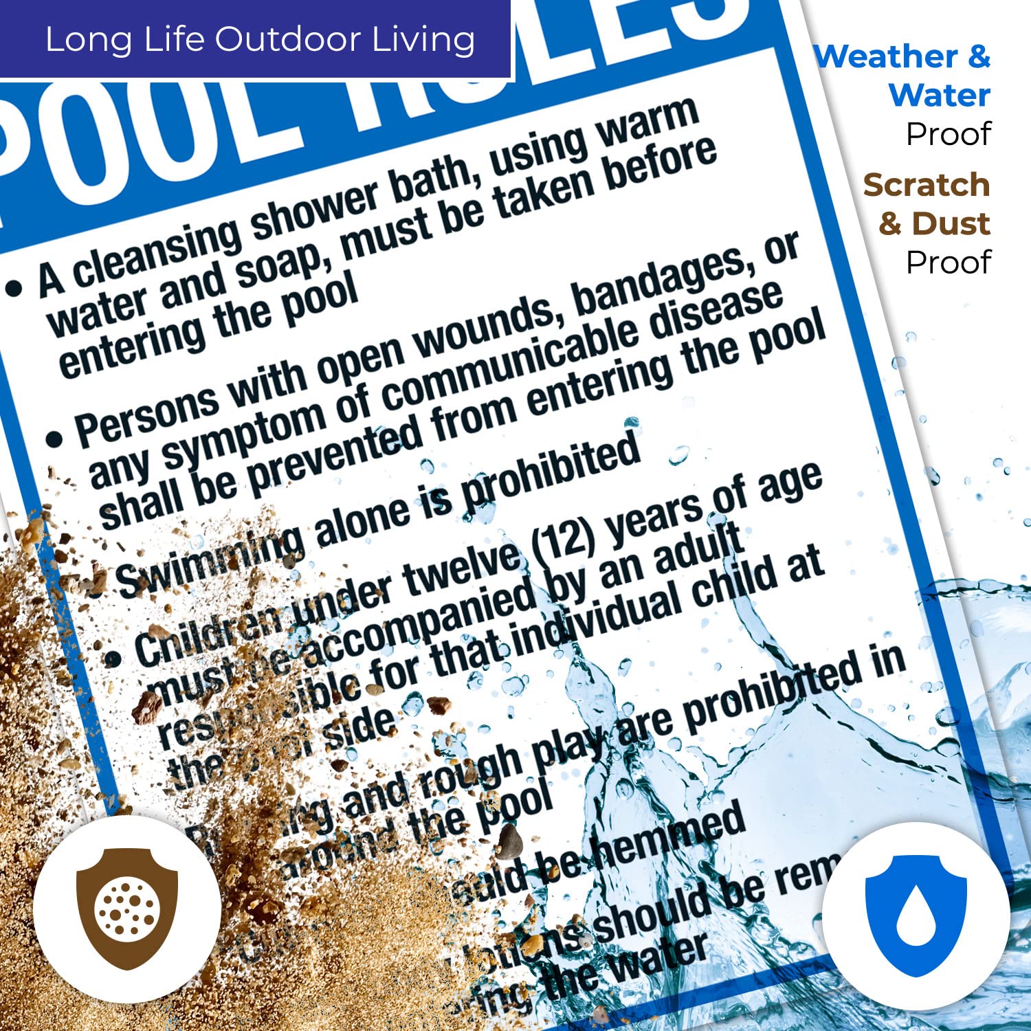 Oklahoma Pool Rules Sign, Complies with State of Oklahoma Pool Safety Code, (SI-62137) 24x30 Inches, 55 mil Thick HDPS (high Density polystyrene), Made in USA