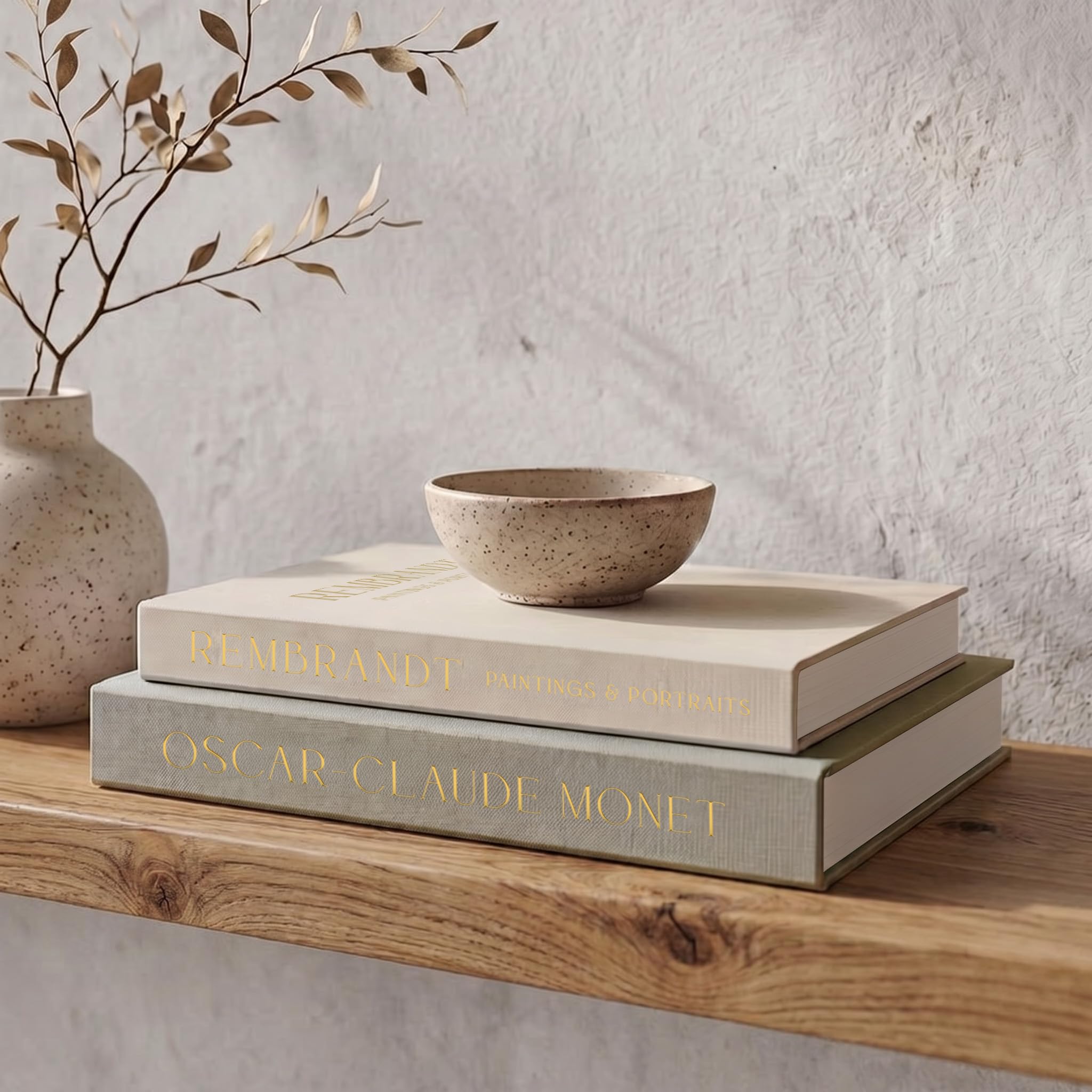 ZICOTO Set of 2 Beautiful Decorative Linen Books - Aesthetic Faux/Fake Books for Modern Home Decoration on Coffee Table, Bookshelf or Mantel - Stylish Keepsake