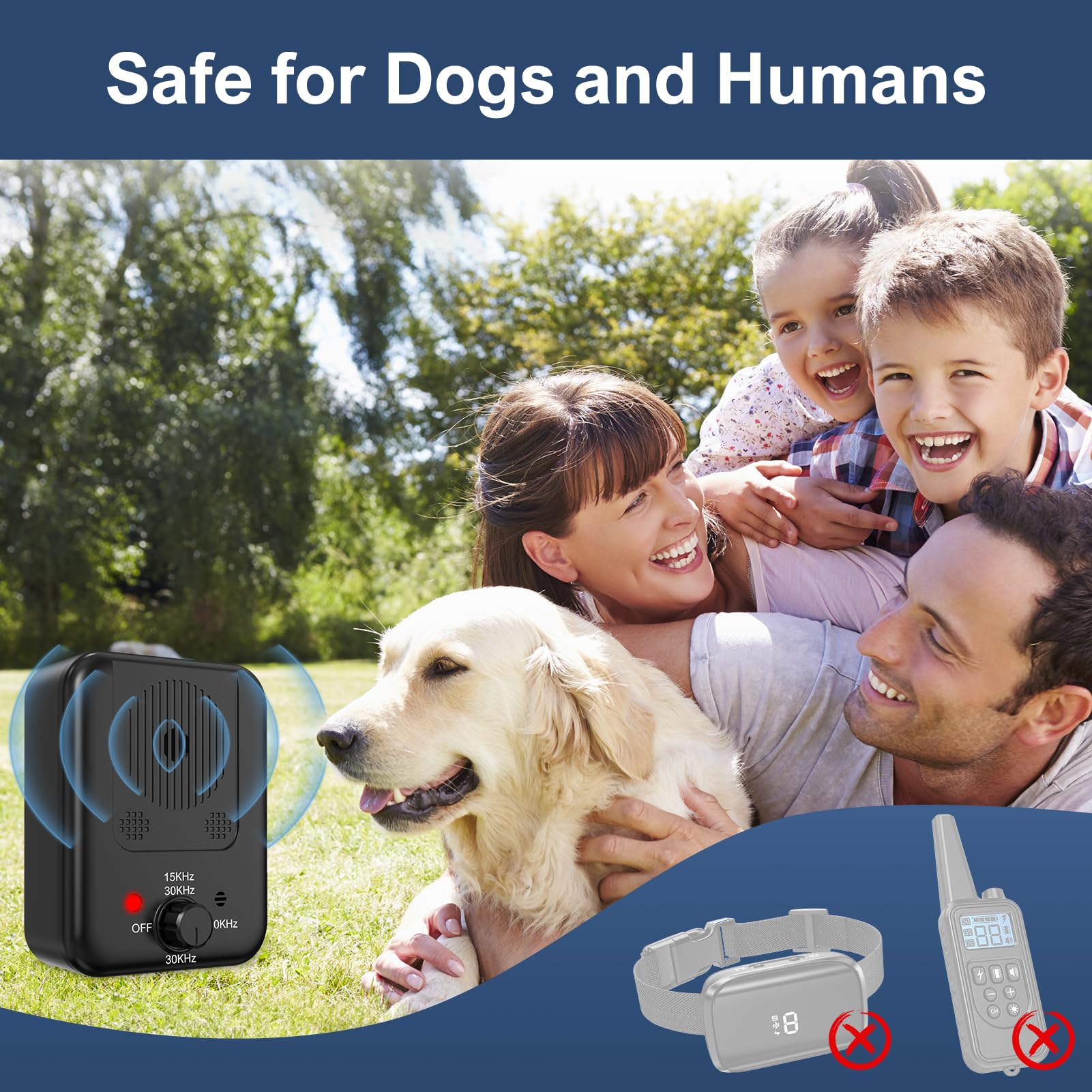 YEOWWW! Dispositivo antiladridos, dispositivos recargables de control de ladridos de perros, dispositivos disuasivos sónicos, dispositivo ultrasónico anti ladridos para perros con 3 modos, silenciador