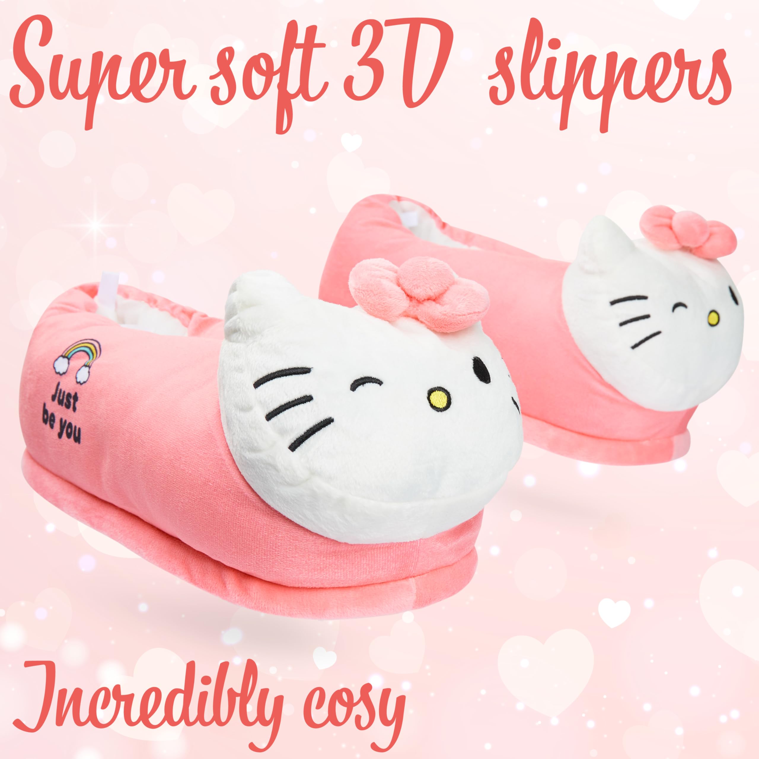 Hello Kitty Chaussons Femme 3D, Pantoufle Femme avec Semelle Antidérapante - Cadeau Femme et Ado