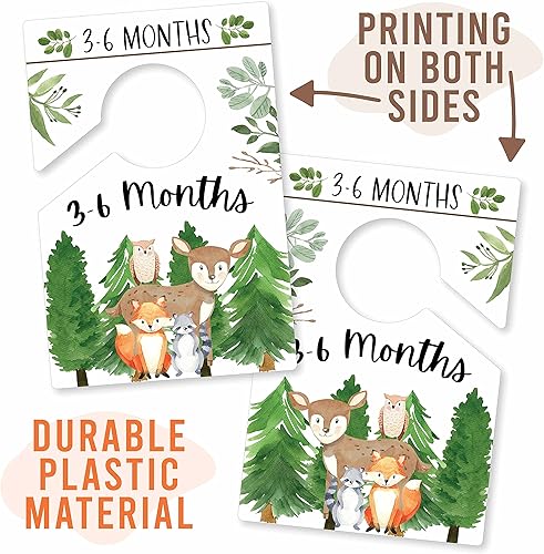 Miniatura 5 de Hadley Designs 6 separadores de suspensión Woodland para armario de bebé, esenciales para recién nacidos, organizador de armario de bebé para