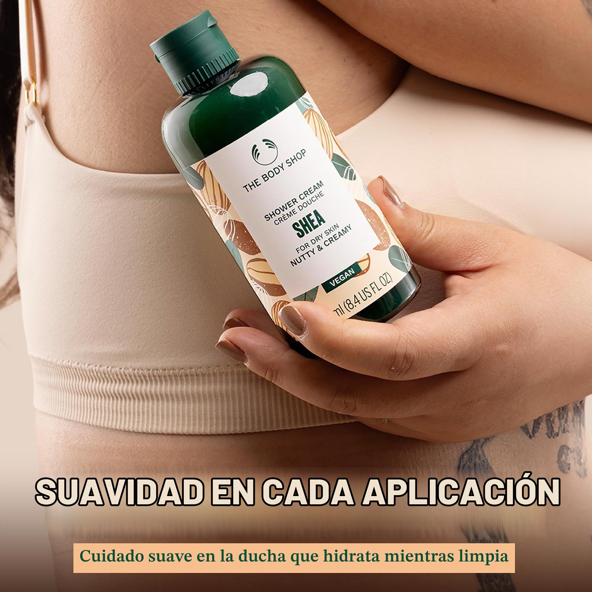 The Body Shop Shea Essentials - Juego de regalo (crema de ducha de 250 ml + mantequilla corporal de 50 ml + mantequilla de labios de 10 ml + bálsamo de manos de 30 ml), colección nutritiva de manteca