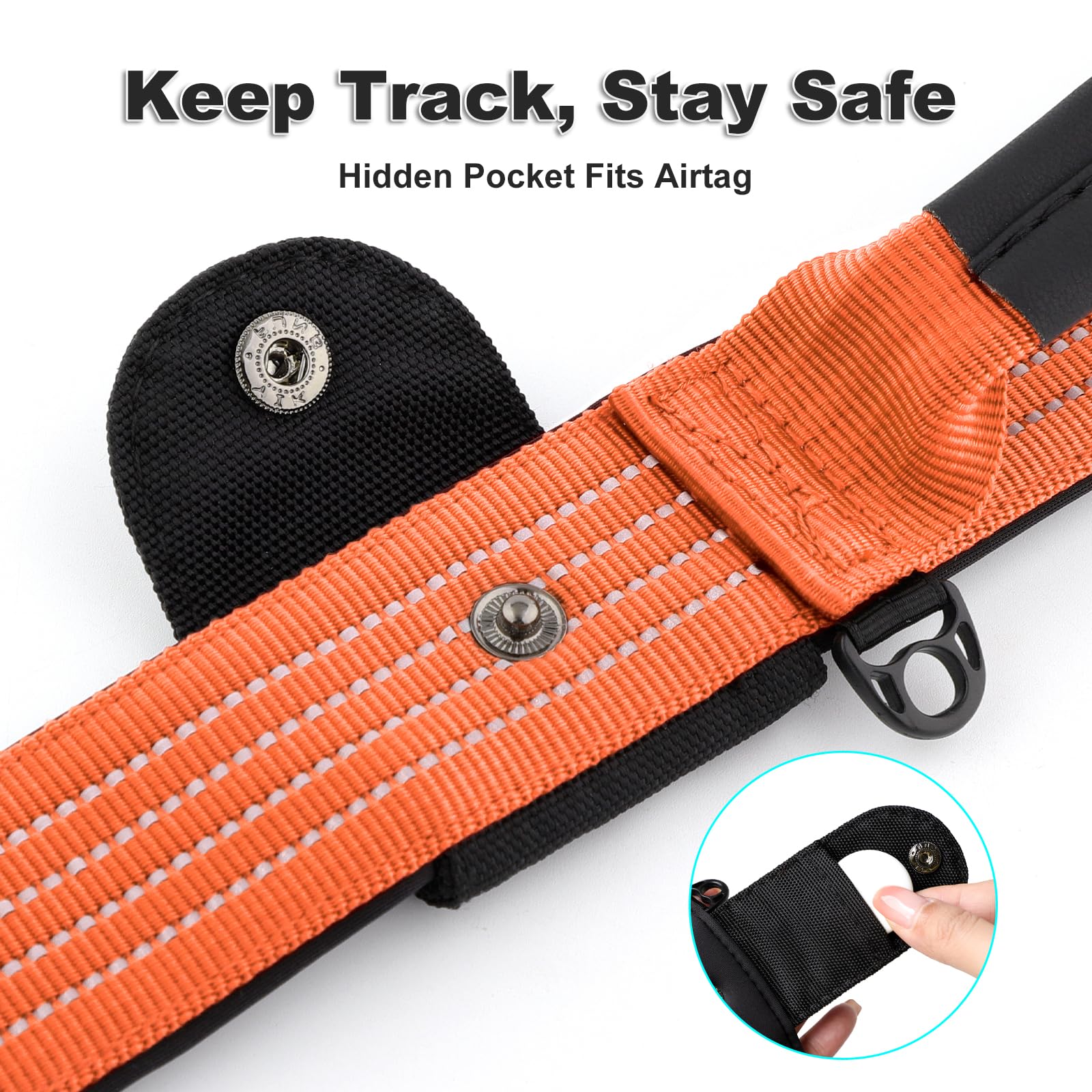 Plutus Pet Tactical Dog Collar with Tracker pocket for AirTag Adjustable Reflective Nylon Collar, Metal Buckle - Image 3