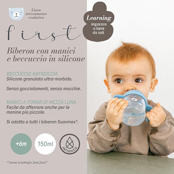 Suavinex, Learning Cup for Babies+6 Months, Silicone Spout, Baby Bottle with Handles, Anti-Colic System, Protective Lid, Leakproof Tumbler, 150 ml, Wild&Free Pink - 3