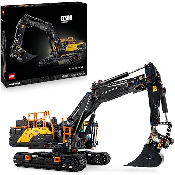 LEGO Technic Volvo EC500 Hybrid Excavator Toy Car Model with Motor for Adults with Movable Boom, Chain Drive and Interchangea
