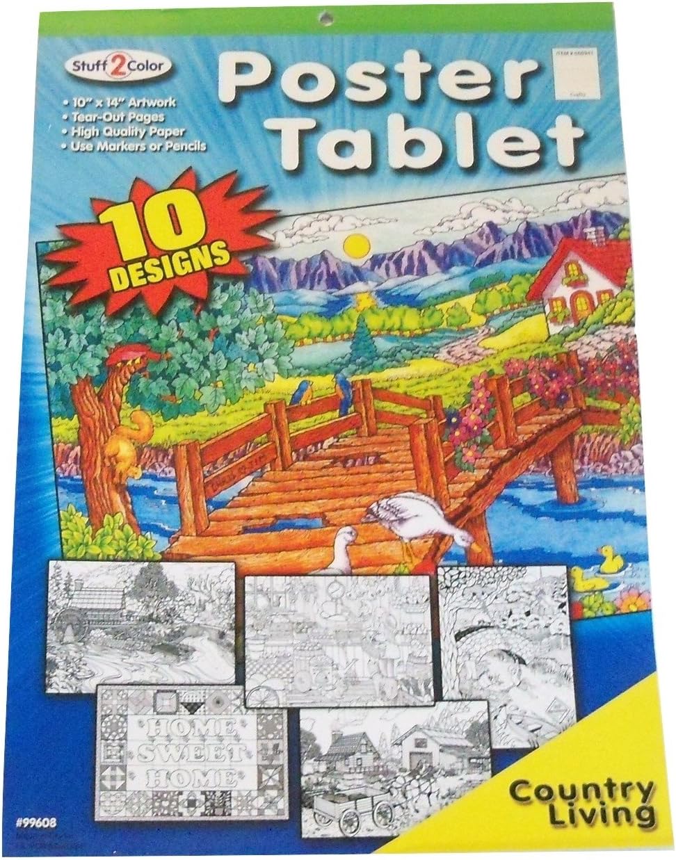 Premium Poster Coloring Tablet ~ 10 Designs, 10" x 14" Each (Country Living)