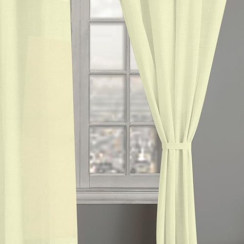 Miniatura 2 de Linenwalas Cortinas semitraslúcidas de lino y algodón natural para sala de estar de 84 pulgadas de largo, juego de 2 paneles de cortinas con