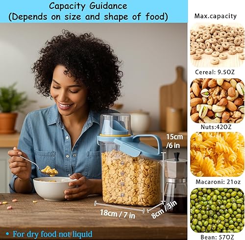 Miniatura 3 de Recipientes de cereales con boquilla de vertido para almacenamiento de alimentos con tapa hermética para harina de arroz, azúcar, perro, gato,