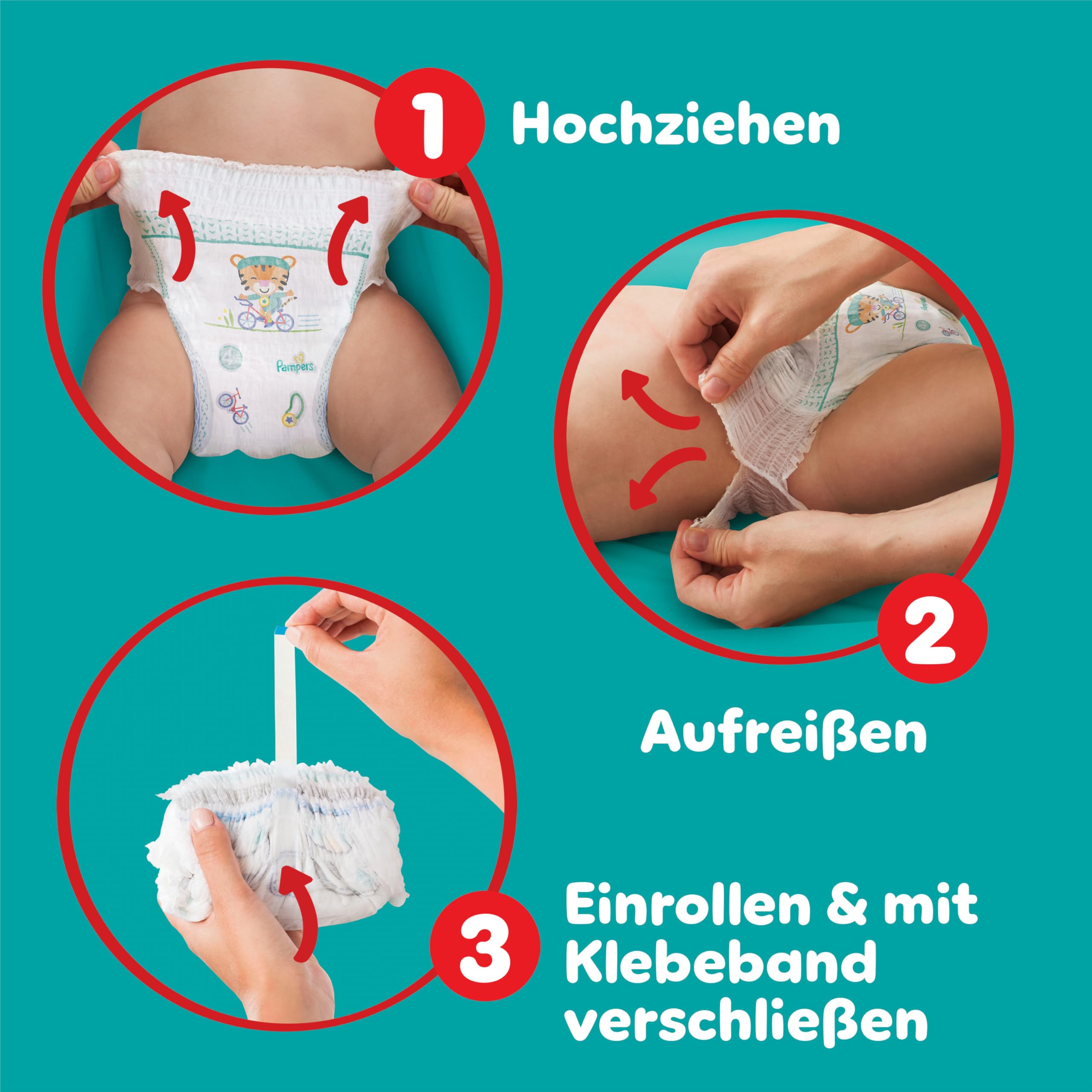 Pampers - Pañales para bebé, talla 4 (9-15 kg), 180 pañales, paquete de 1 mes, mantenimiento de 360 grados, fácil de cambiar, ahora con más pañales