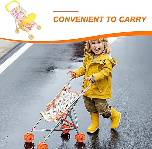 Miniatura 9 de MERRYHAPY Cochecito de muñeca compacto y ligero para juego de roles realista, accesorio fácil de transportar y almacenar cumpleaños Navidad
