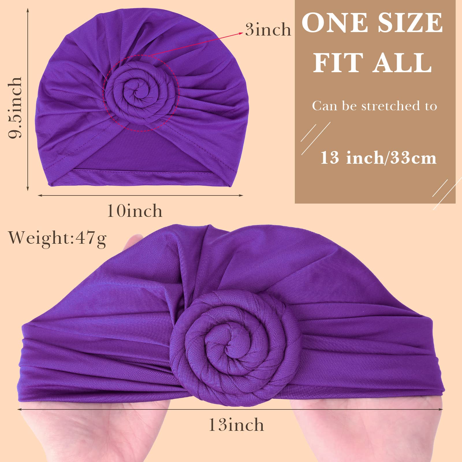 Jeyiour 18 pezzi da donna turbante africano pre-legato cofano copricapo fiore nodo cofano berretto berretto turbante testa avvolge cappello