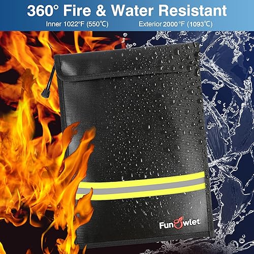 Miniatura 2 de Bolsa impermeable ignífuga para documentos de dinero, bolsas con cremallera mejoradas de 15 x 11 pulgadas, bolsa organizadora de almacenamiento