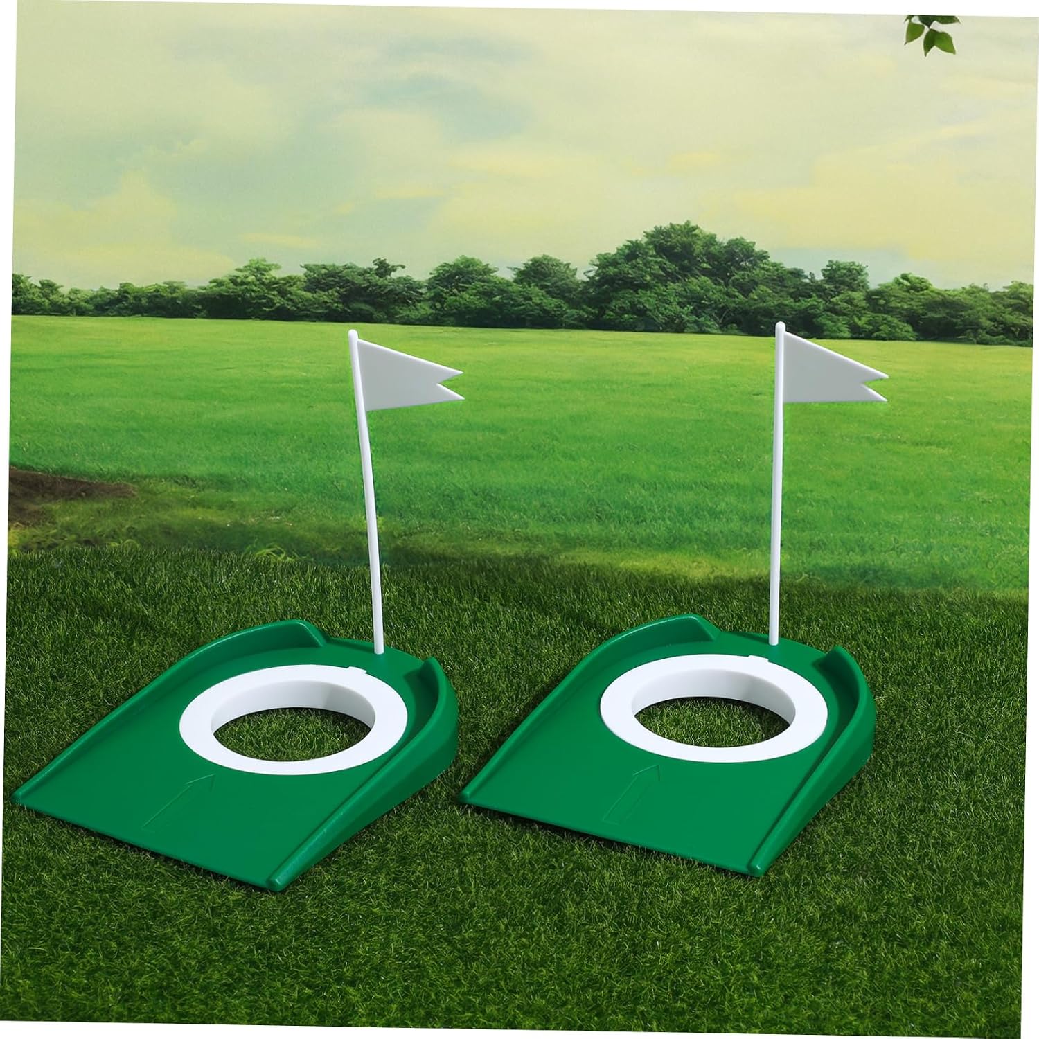 WOONEKY 2pcs Practice Golf Putting Regulation Cup Sturdy Portable Putting Cup for Training