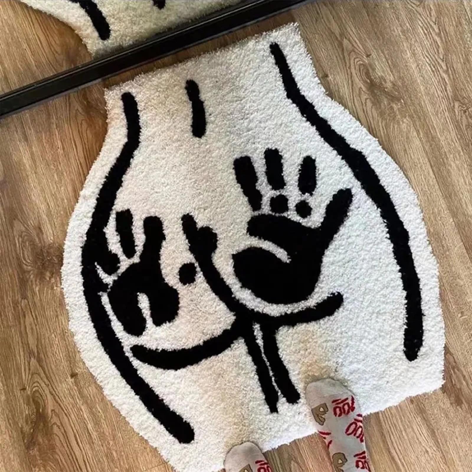 Tapis de bain doux absorbant noir et blanc au design insolite