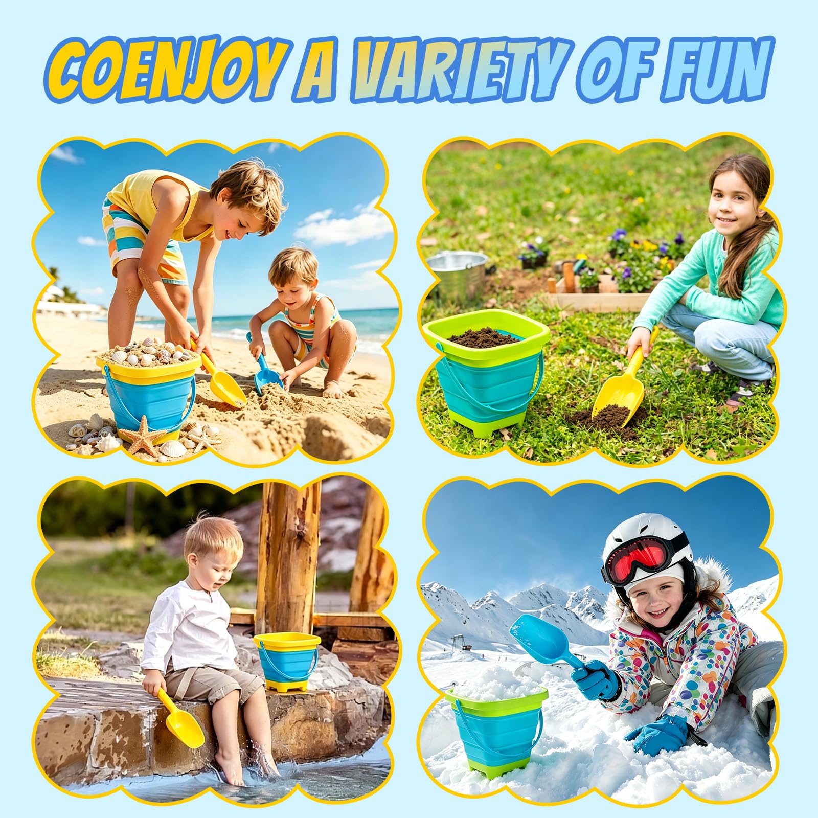 Sandspielzeug Set, Strandspielzeug für Kinder ab 1 2 3 4 5 Jahre, 25 PCS Sandkasten Spielzeug mit 2 Sandschaufel, Faltbarer Eimer, Sandsieb, Netzbeutel, Edelsteinen, Für Jungen Mädchen