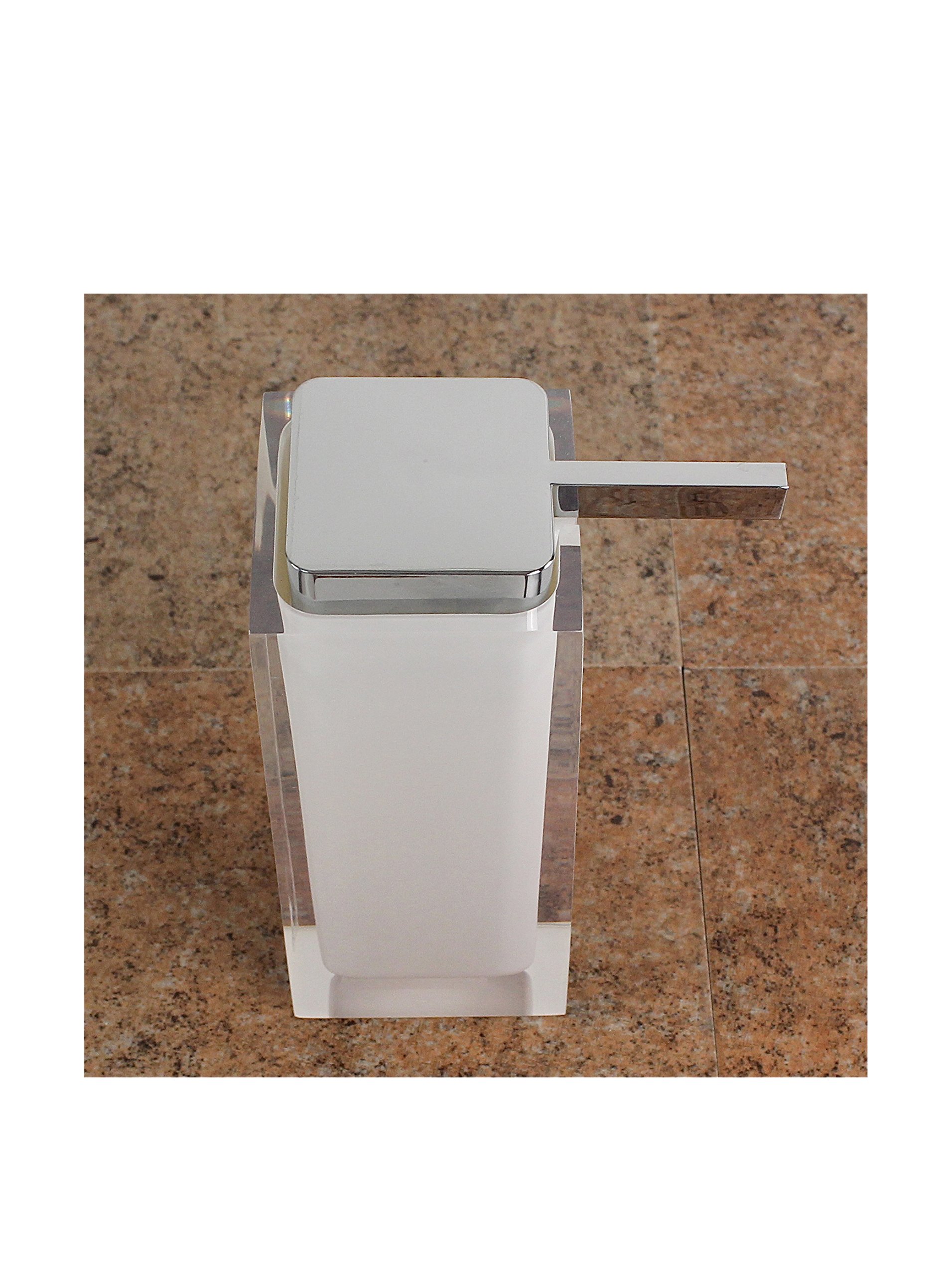 Gedy White Rainbow Square Countertop Soap Dispenser,