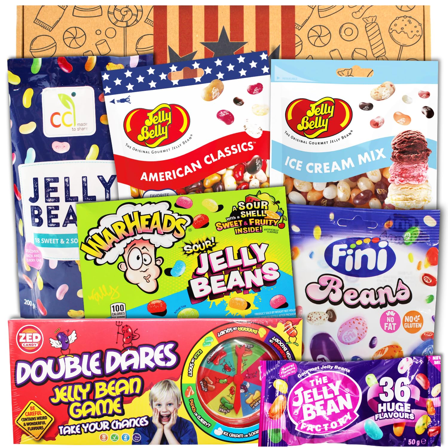 Jelly Beans Box | Trend Sweets mit beliebten Sorten | Mix of Brands | Jelly Beans Glücksrad - Double Dares | USA Süßigkeiten | Partygeschenk | Sweets zum Verschenken | Candy & Bar ®