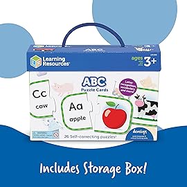 Learning Resources ABC Puzzle Cards, Kindergarten Readiness, Self Correcting Puzzles, Alphabet Learning Games, Puzzles for Toddlers, Ages 3+